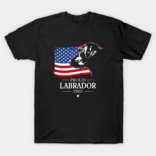 Proud Labrador Dad American Flag patriotic dog T-Shirt